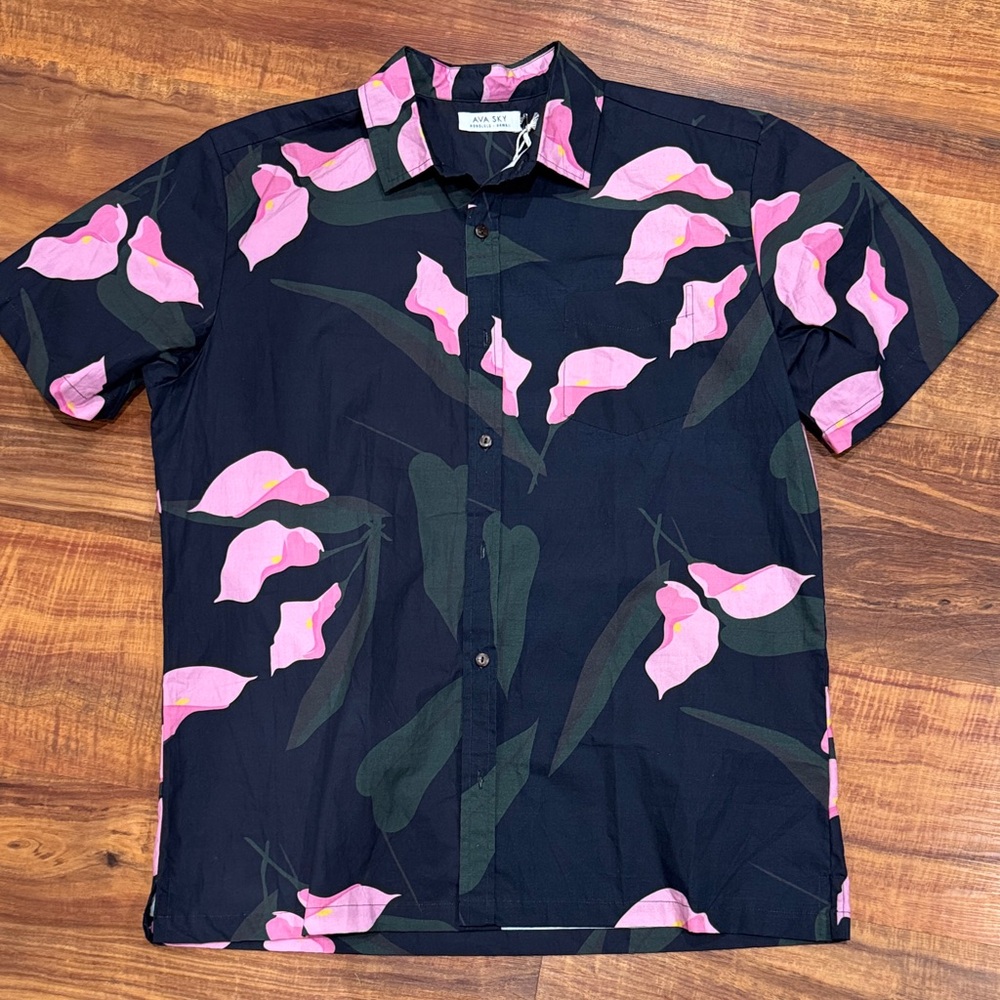 Fighting Eel/Ava Sky Black and Pink Floral Men's Shirt